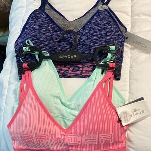 4 Spyder Gray & Navy/Pink and Mint green Athletic Bras NWT